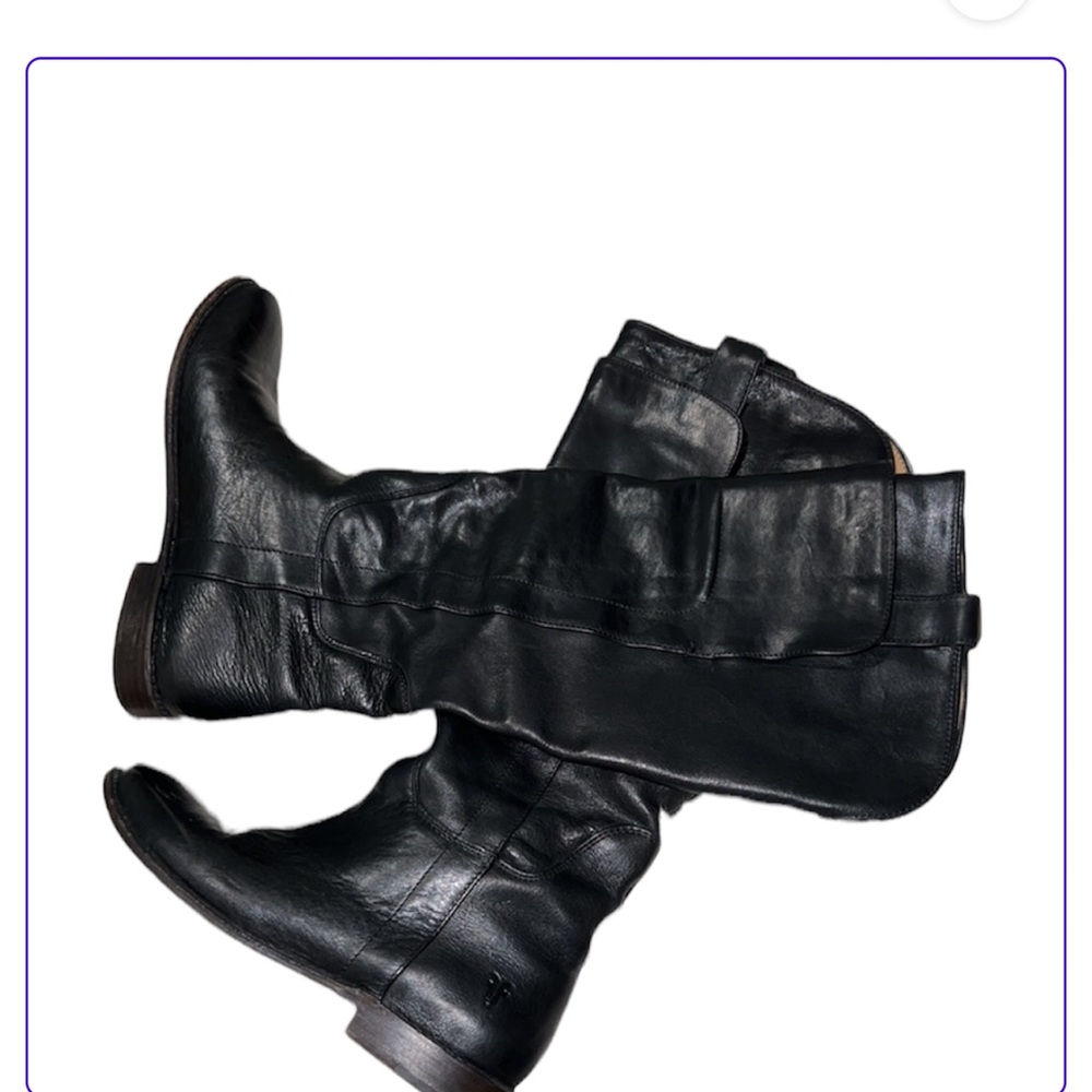 Frye 77535 Paige Black Motorcycle Boots Size 7B